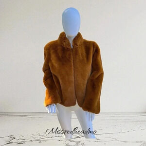 Forever 21 Burnt Orange Faux Fur Jacket - M